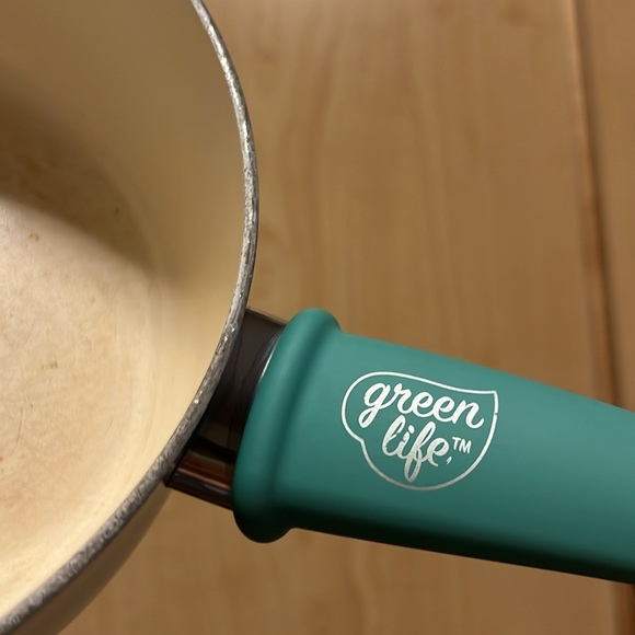 💝 $1 when Bundled 💝 Medium Size Non-Stick Pot with Lid GREEN LIFE - Picture 3 of 8